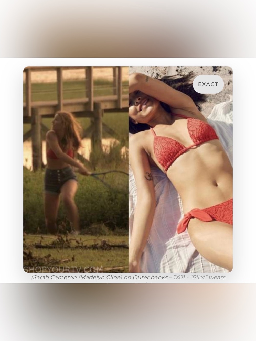 Aerie Bikini Top ASO Sarah Cameron in Season 1 Outer Banks